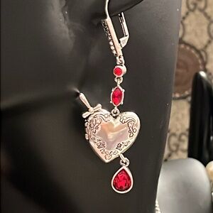 Elegant Fashion Silver and Red Heart Jewelry Set